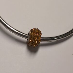 Silver with Orange Pave Charm for Pandora Style‎ Bracelet